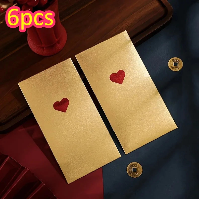 6pcs Red Love Envelopes – Valentine's Day & New Year Gift
