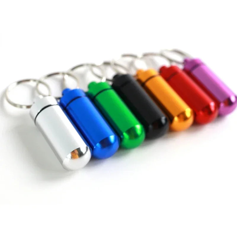 Mini Portable Pill Box Waterproof Aluminum Cases Tablets Bottle Medicine Vitamin Pillboxs Fish Oils Container Organizer Storage Peaceful Pleasures Health and Wellness