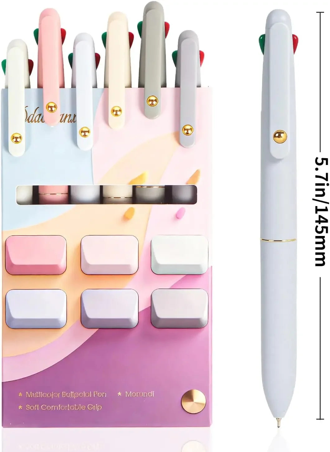 4-in-1 Multicolor Ballpoint Pen, 0.5mm Fine Point for Smooth Writing, Nurse & Student Accessories, Gift Set of 6 Peaceful Pleasures Health and Wellness