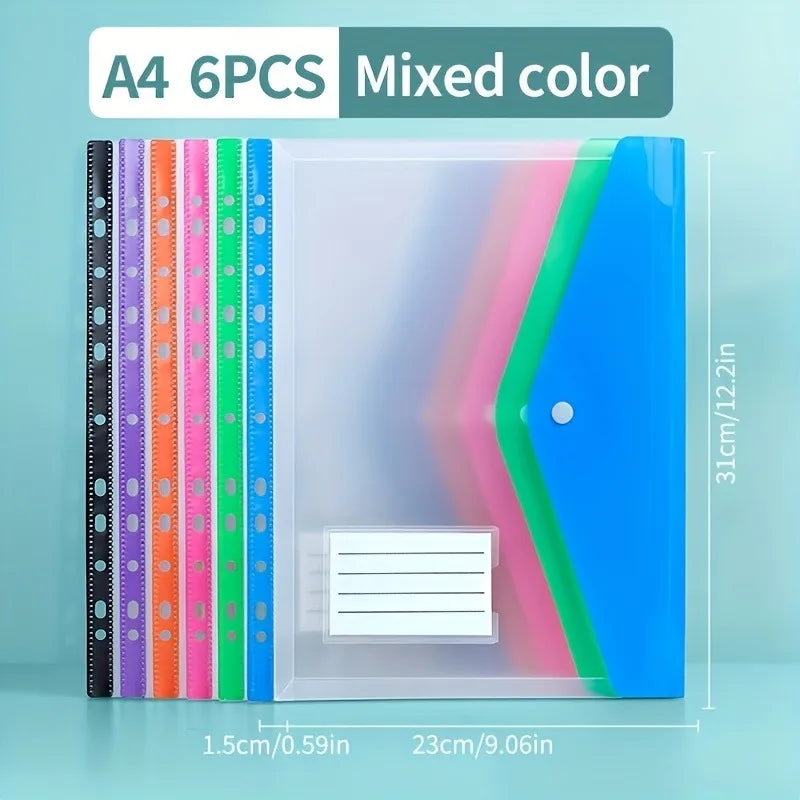 6-Pack Binder Pocket Organizer Folders – Expandable Plastic Envelopes