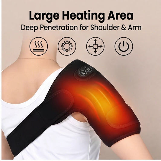 Smart Heated Massage Brace for Shoulder - Support with Graphene Heating & Pulse Vibration for Joint & Muscle Massage Peaceful Pleasures Health and Wellness
