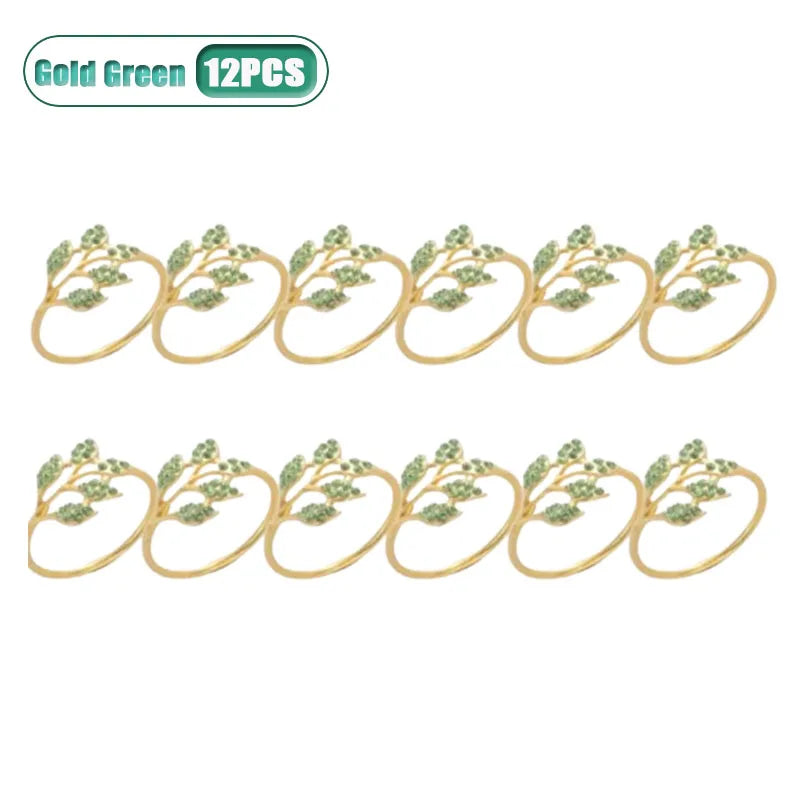 Metal Napkin Rings Green Leaf | Wedding & Party Table Decor
