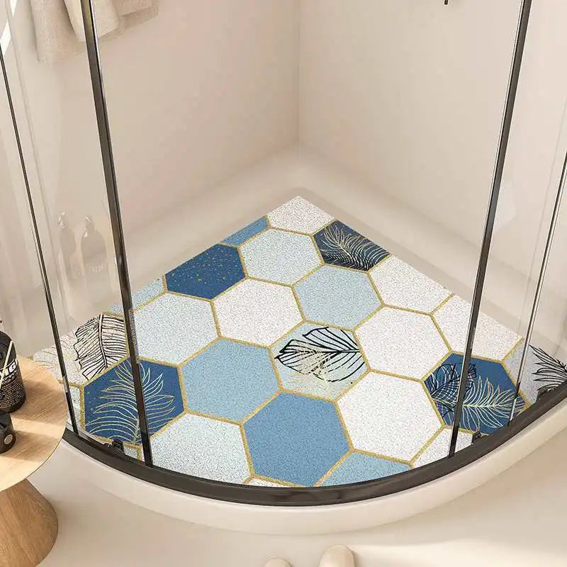 Fan-Shaped Anti-Slip Bathroom Mat – Cartoon Curved Suede Rug