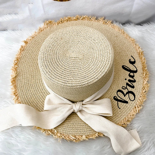 Bride Floppy Straw Sun Hat | Bachelorette & Bridal Gift Bridal Sun Hat Peaceful Pleasures Health and Wellness bride hat