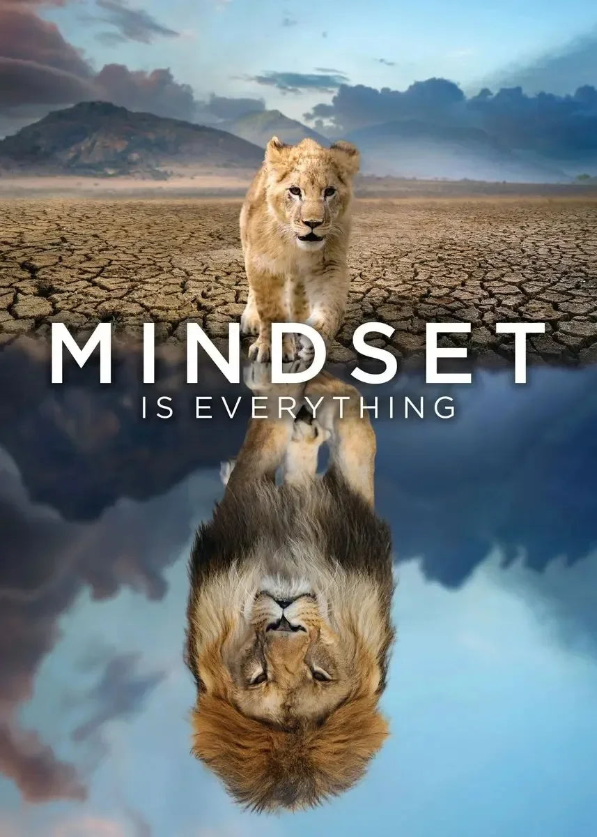 Mindset Is Everything Canvas Wall Art | Lion Wolf Tiger Poster
