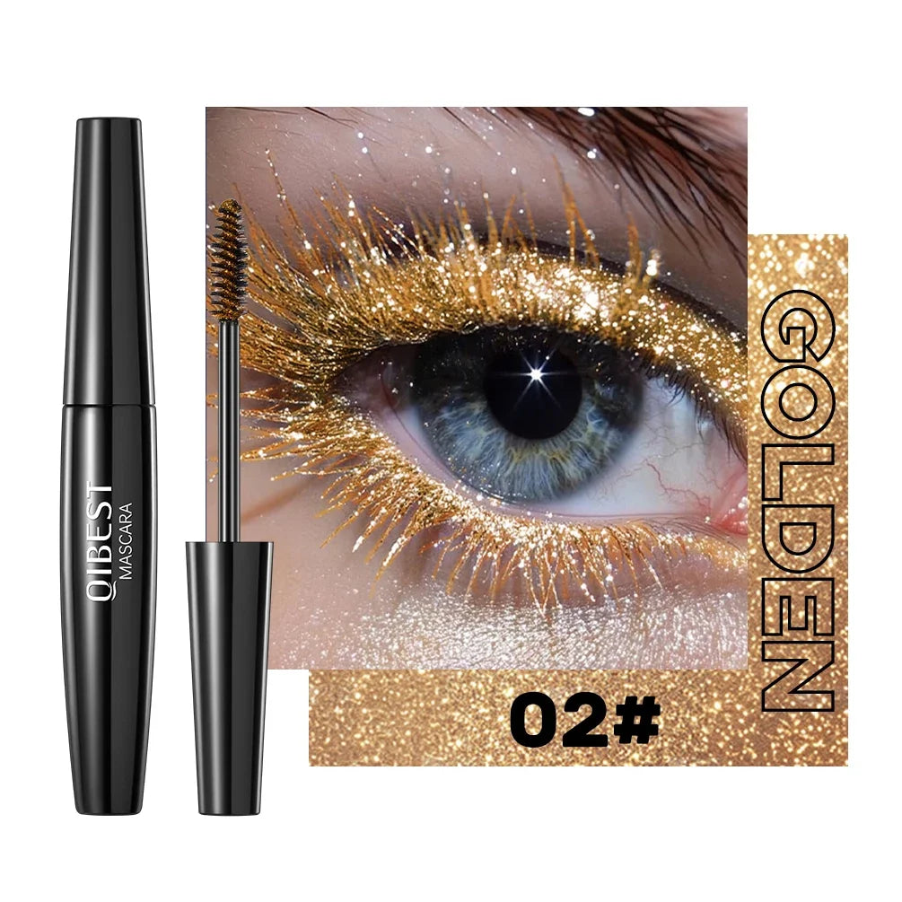 QIBEST 5 Colors Diamond Glitter Mascara Long Lasting Makeup 3D Volume Eyelashes Curling Shimmer Mascara Charming Eye Lash Tools Peaceful Pleasures Health and Wellness 02