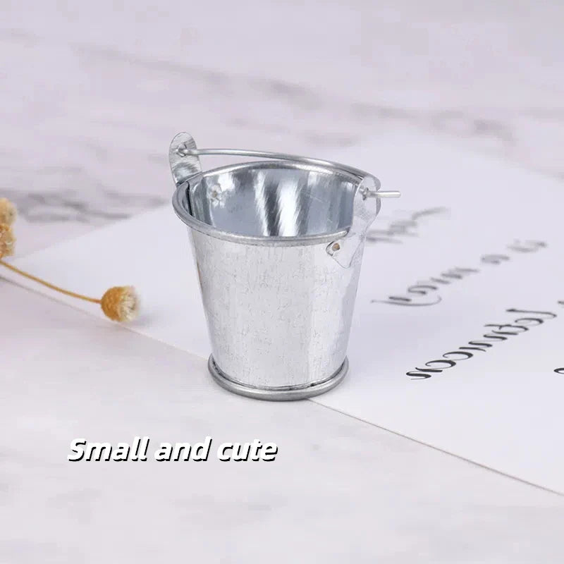 Mini Metal Tin Bucket Dollhouse Miniature Décor | 1:12 Scale