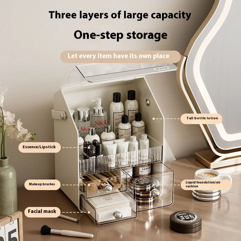 Elegant 3-Tier Transparent Makeup Organizer - Spacious Desktop Drawer Storage for Skincare Masks Beauty Tools, Chic Vanity Shelf Peaceful Pleasures Health and Wellness
