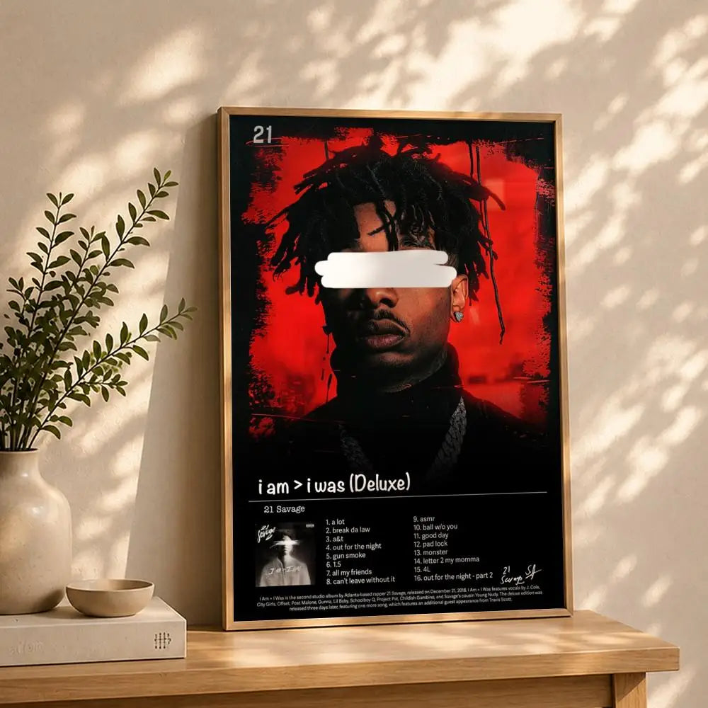 21 Savage HD Rapper Poster | Self-Adhesive Waterproof Wall Art Rapper Wall Poster Peaceful Pleasures Health and Wellness White12 30X40cmNoframe