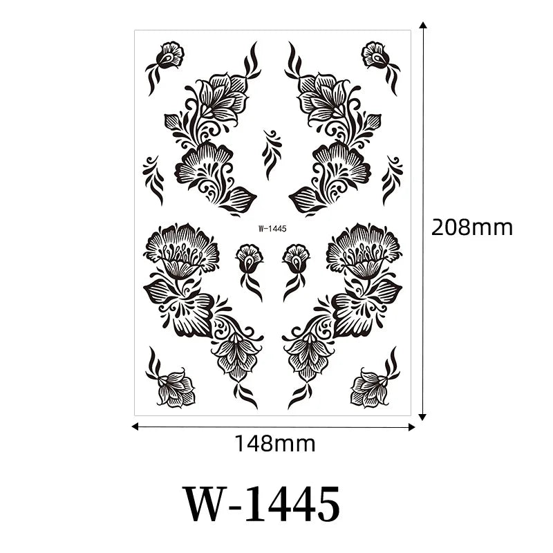 Black Henna Temporary Tattoo – Mandala Mehndi Body Stickers