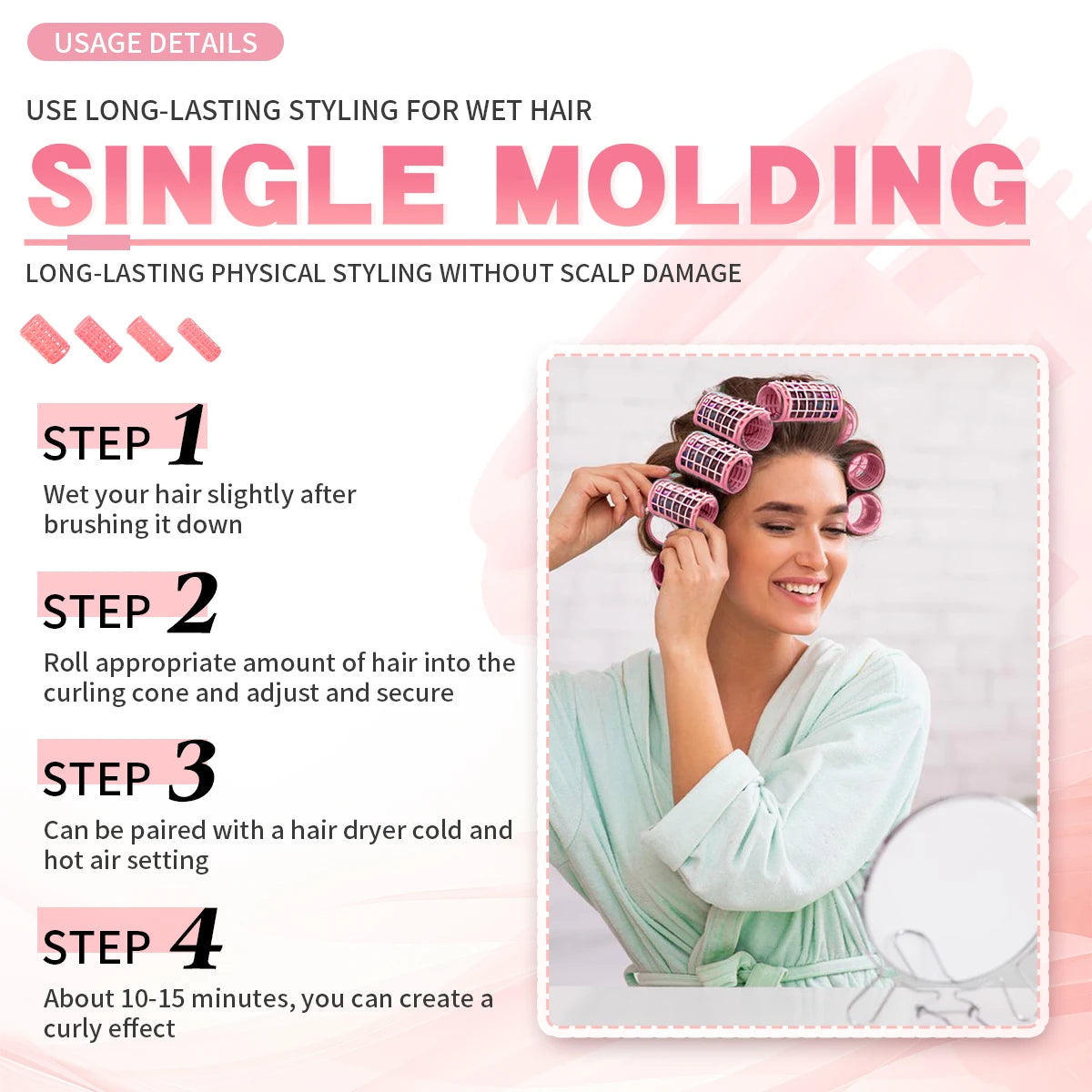 12Pcs/Set Heatless Hair Curler No Heat Hair Rollers Plastic Lazy Curls Root Perm Rods Curling Bangs Hair DIY Hair Styling Tools Peaceful Pleasures Health and Wellness
