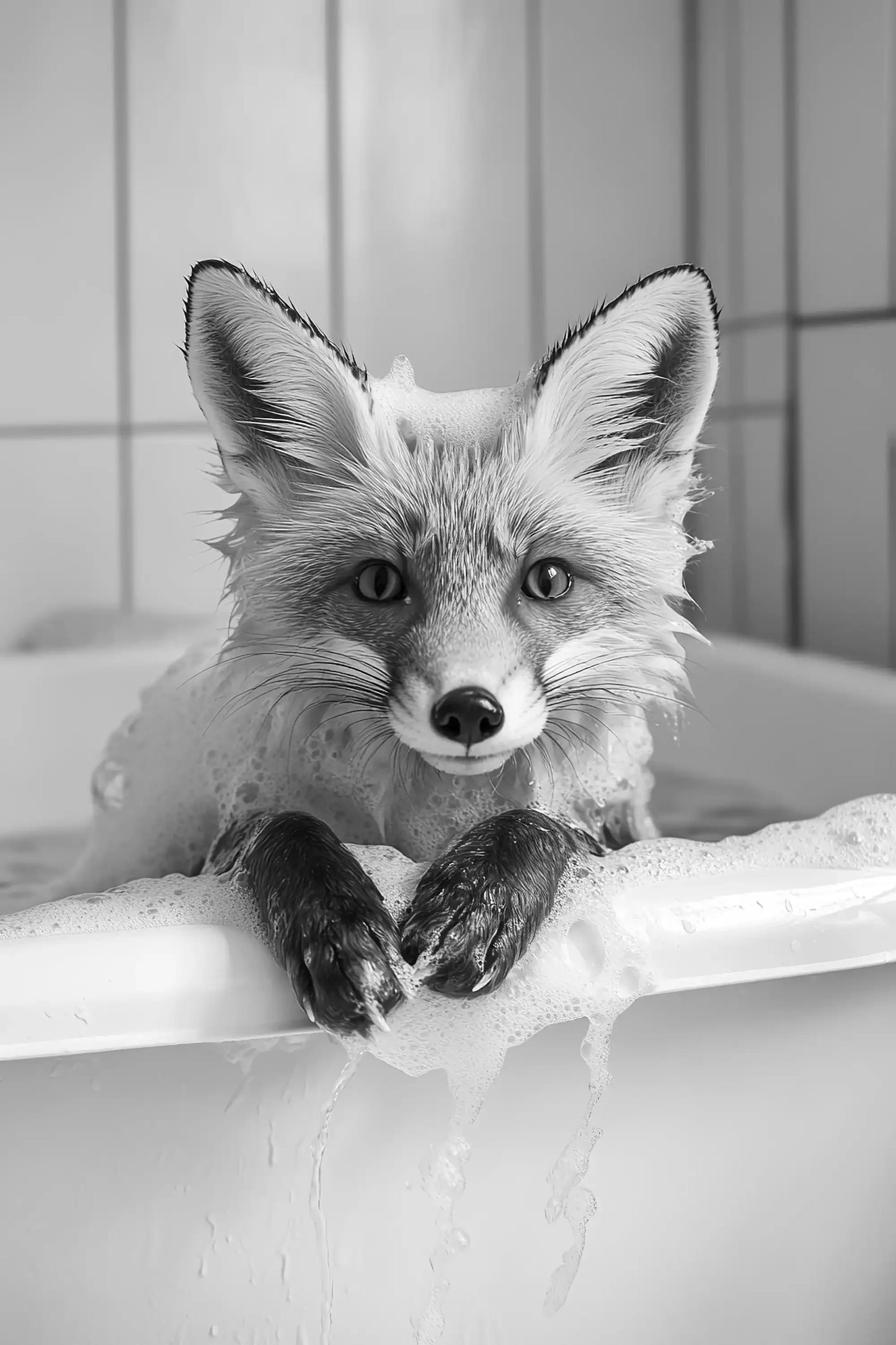 Black & White Cute Animal Toilet Paper Canvas Wall Art Poster
