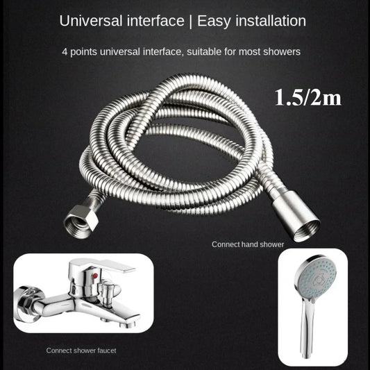 SUS304 Stainless Steel Flexible Shower Hose 1.5M / 2M Flexible Shower Hose Peaceful Pleasures Health and Wellness