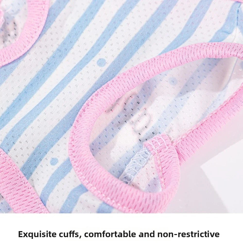 Striped Mesh Dog Cooling Vest | Ice Silk Bear Pattern T-Shirt