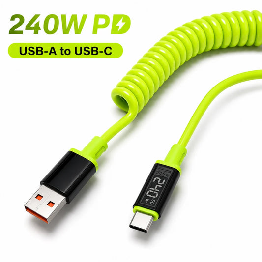 240W Retractable USB-C to USB-C Fast Charging Cable 6A USB-C Charging Cable Peaceful Pleasures Health and Wellness