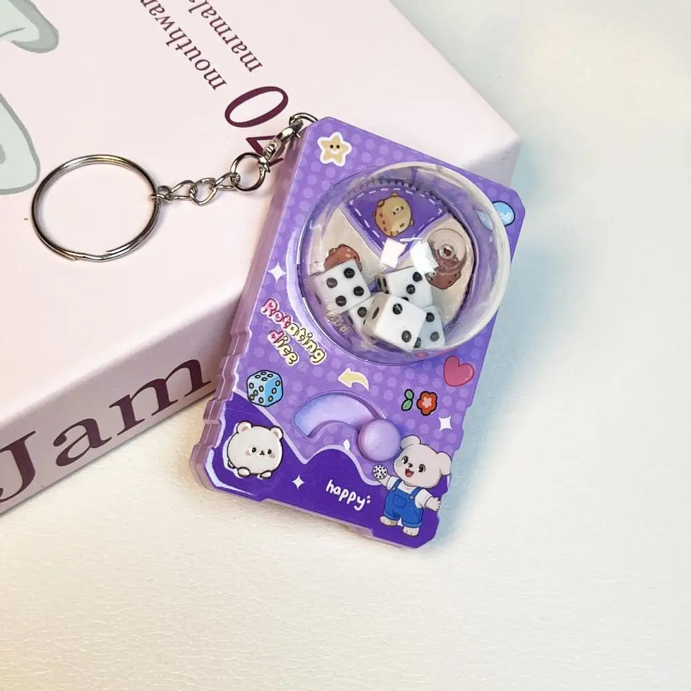 Cute Cartoon Rotating Dice Game Keychain Stress Relief Toy Manual