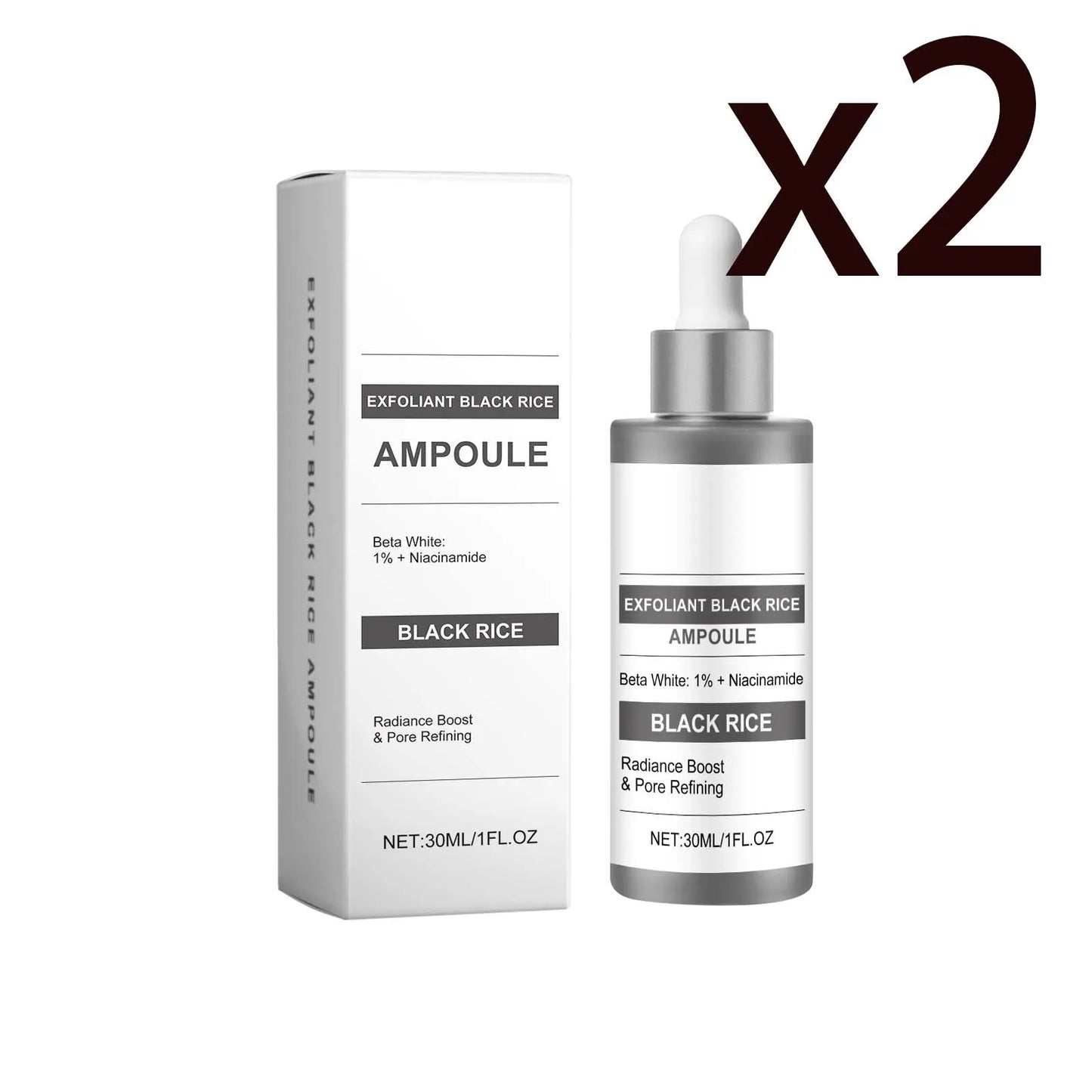 Salicylic Acid Black Rice Essence Deep Gentle Exfoliation Reduce Blackheads Improve Dullness Unclog Pores Facial Brighten Serum Peaceful Pleasures Health and Wellness 2x30ml