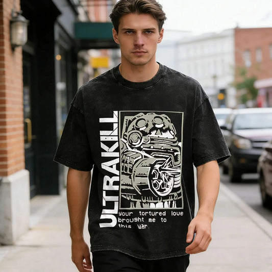 Ultrakill T Shirt Hippie T Shirts Short Sleeves Y2K Retro Tops Beach Cotton O-Neck Oversize Top Tees Peaceful Pleasures Health and Wellness 1 XL