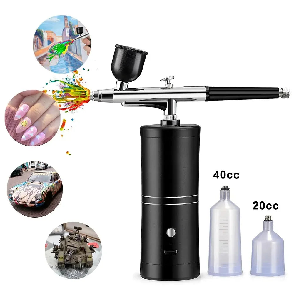 7.4v Airbrush Nail With Compressor Portable Air Brush Nails Compressor For Nail Art Painting Airbrush Compressor Paint Crafts Peaceful Pleasures Health and Wellness