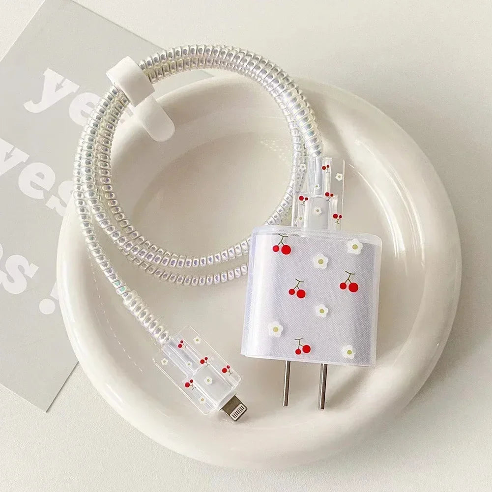 Cute Floral iPhone Charger & Cable Cover – TPU Protective Case