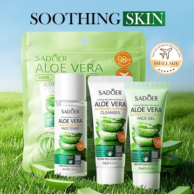 SADOER Aloe Vera Travel Skincare Set – Cleanser & Face Gel