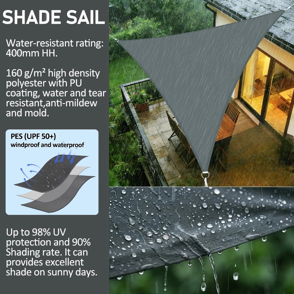 Waterproof Triangle Shade Sail UV Canopy 5x5x5 / 5x5x7M