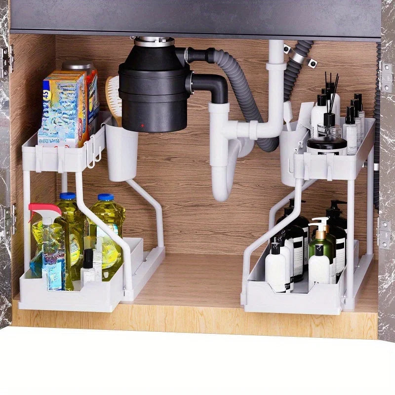 Multi-Layer Pull-Out Kitchen & Bathroom Storage Rack Organizer