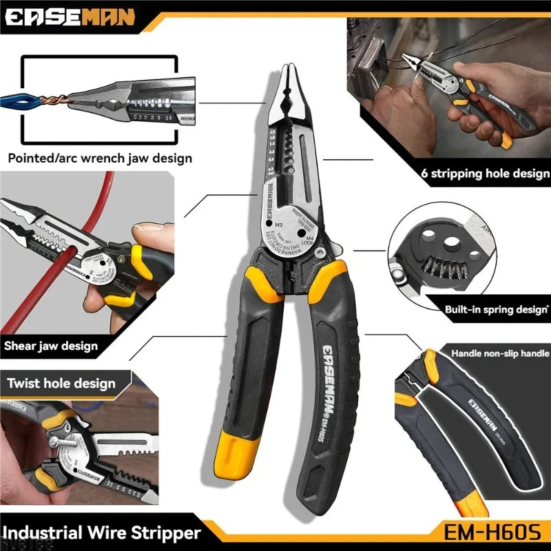 EASEMAN Wire Stripper & Cutter Pliers | Carbon Steel Multi-Tool