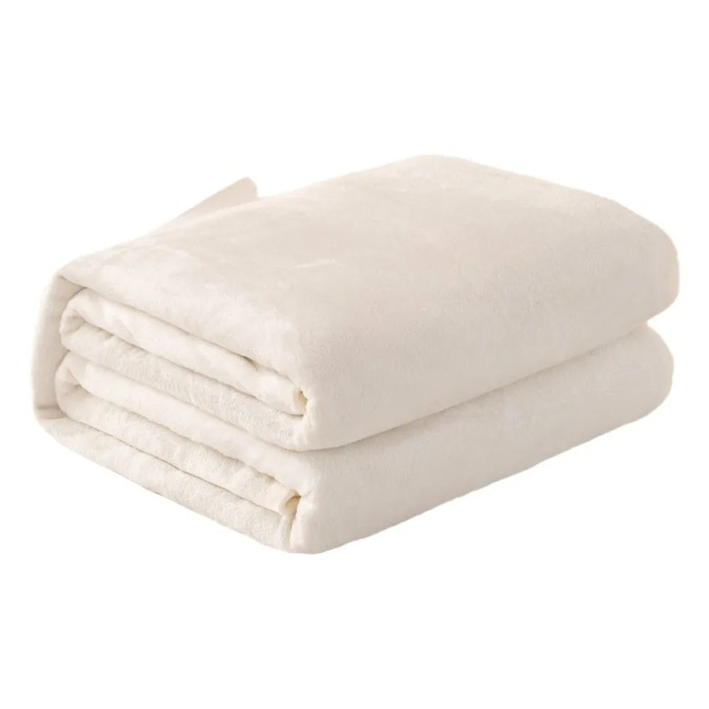 Solid Color Flannel Blanket – Soft Thickened Polyester Throw