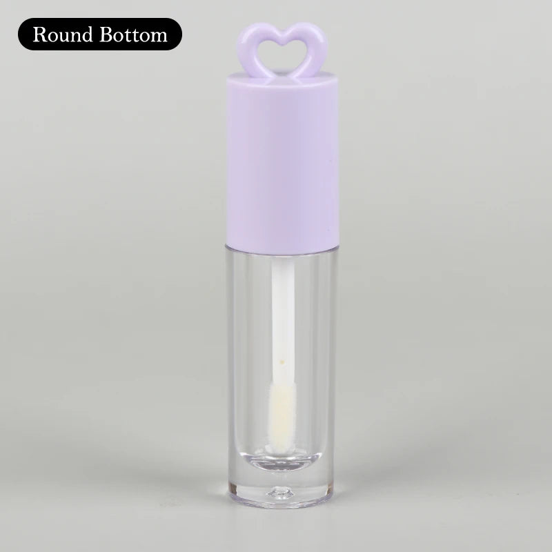 2.5ml Pink Heart-shaped Lip Enamel Tube With Keychain And Brush Rod Lip Gloss Tube Empty Bottle Lips Glaze Container Makeup Tool Peaceful Pleasures Health and Wellness round bottom Purple