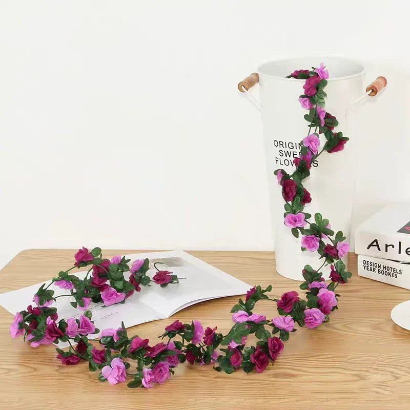 Artificial Silk Rose Vine Garland 2.4m | Wedding & Home Decor