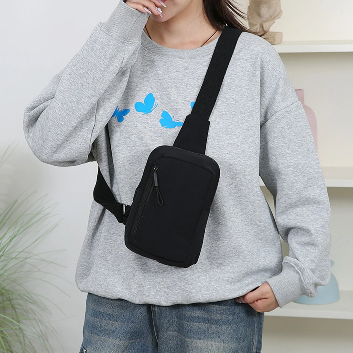 Women's Lightweight Crossbody Bag Water-Resistant Nylon Small Shoulder Bag for Outdoor Activities Travel Peaceful Pleasures Health and Wellness