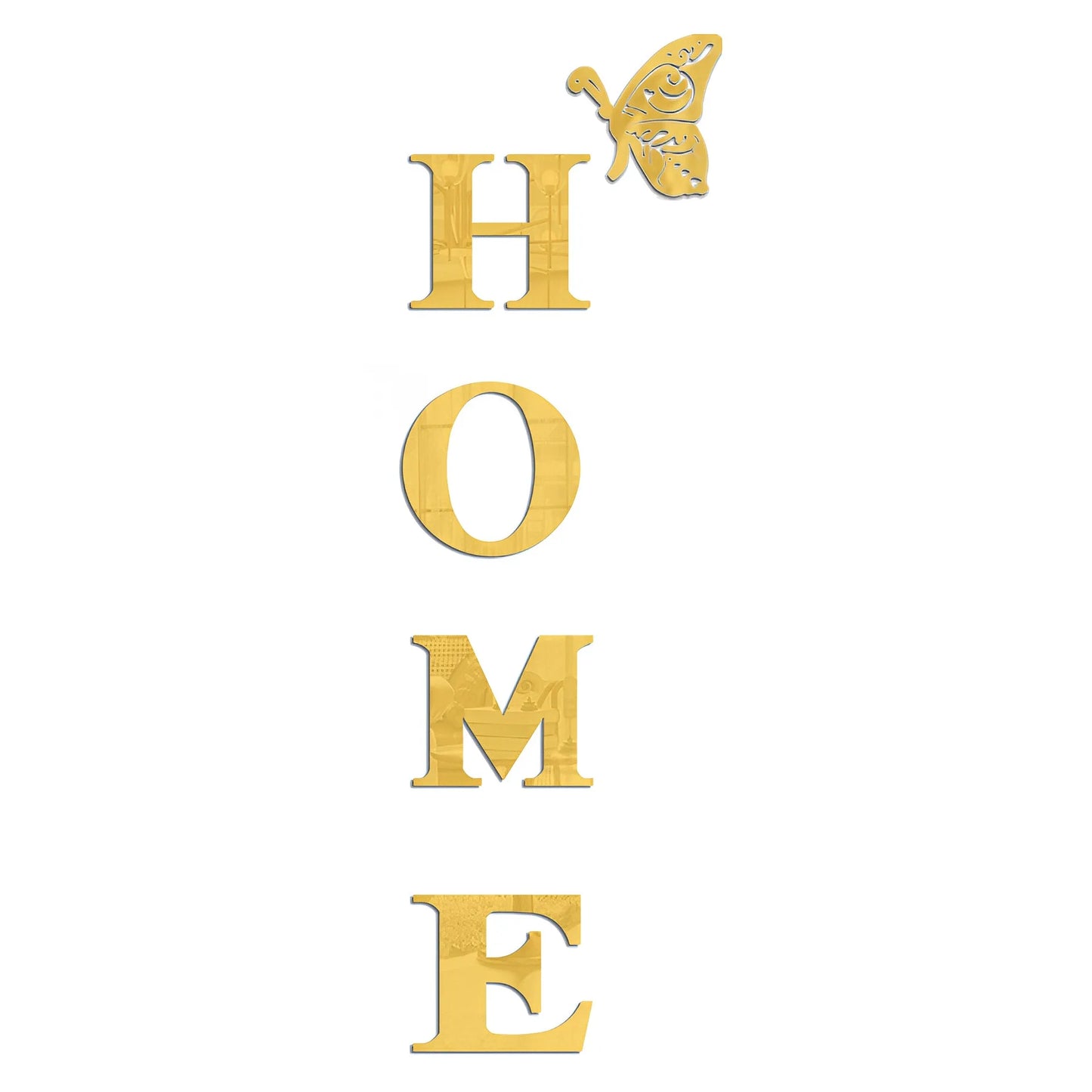 3D Acrylic DIY Mirror Large Self-Adhesive Removable Wall Stickers Family English Alphabet Living Room Bedroom Home Decorations Peaceful Pleasures Health and Wellness 80x27CM 40G-Gold