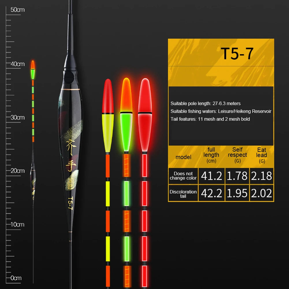 Fish Bite Reminder Thickened Eye-catching Luminous Fishing Floats Bite Hook Color Changing Sensitivity Night Accessories Tackle Peaceful Pleasures Health and Wellness