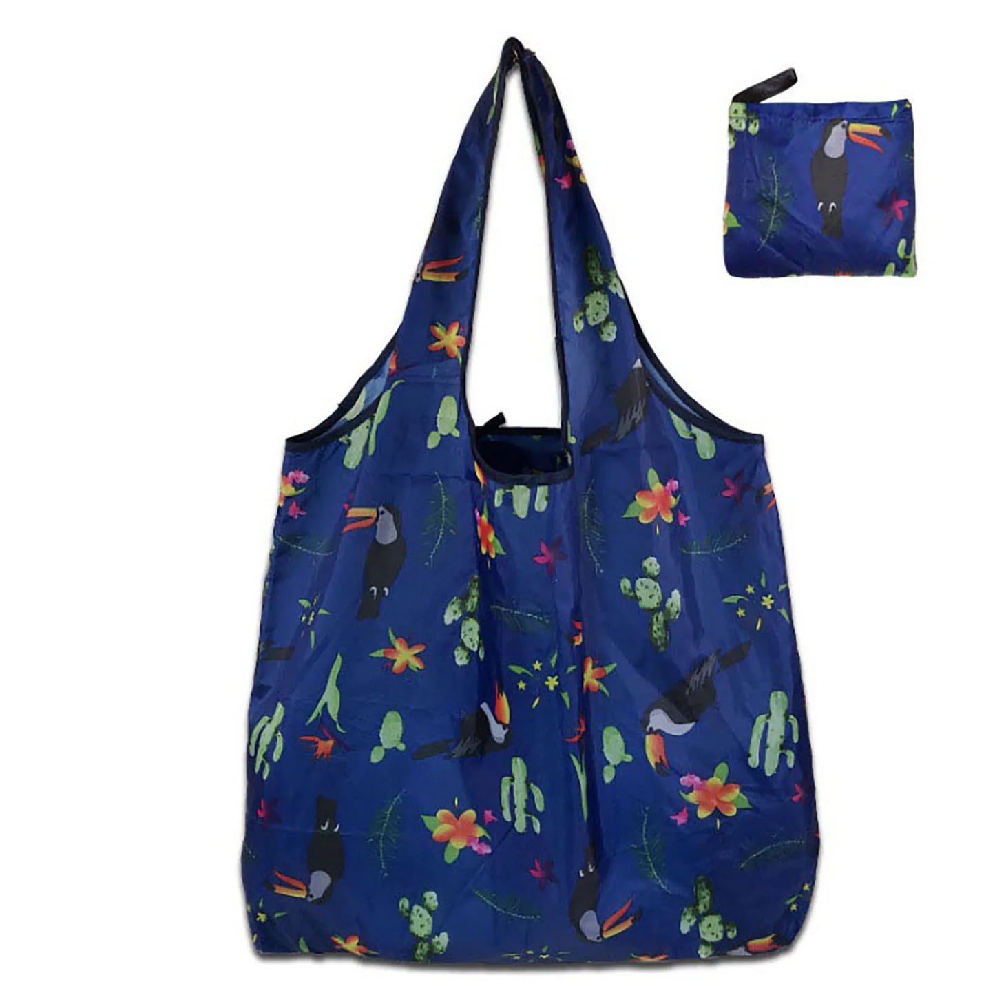 Portable Reusable Grocery Bags Strong Load-bearing Capacity Eco-friendly Bags for Trip or Shopping Fruit Holder Peaceful Pleasures Health and Wellness Navy blue bird