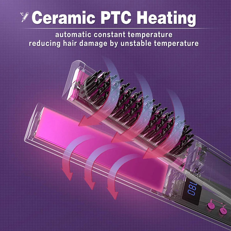 Professional Hair Straightener Infrared and Steam Flat Iron Salon Ceramic Hair Straightening Curler for Hairstyles Peaceful Pleasures Health and Wellness