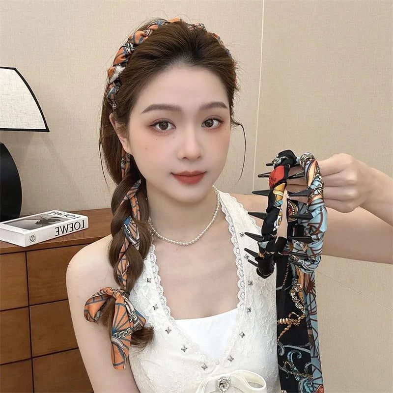 Elegant Floral Ribbon Comb Headband for Women | Wave Band