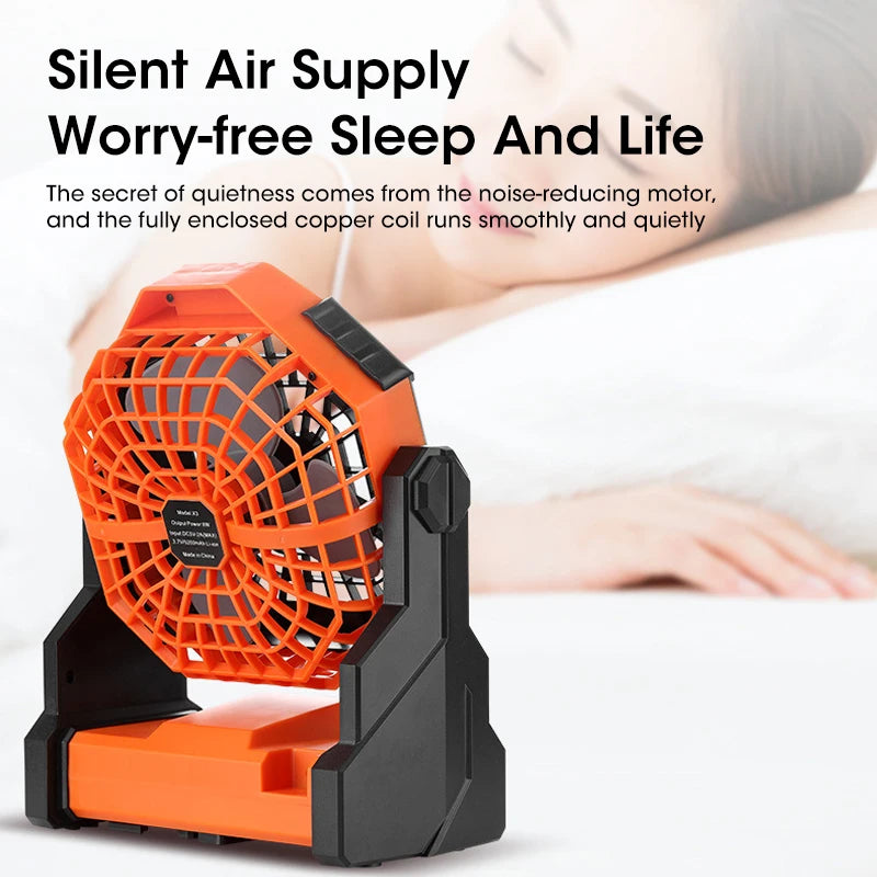 10000mAh Pro High Capacity Portable Rechargeable Fan with LED Light and Hook for Desk Camping Outdoor Tent Car Trip Peaceful Pleasures Health and Wellness