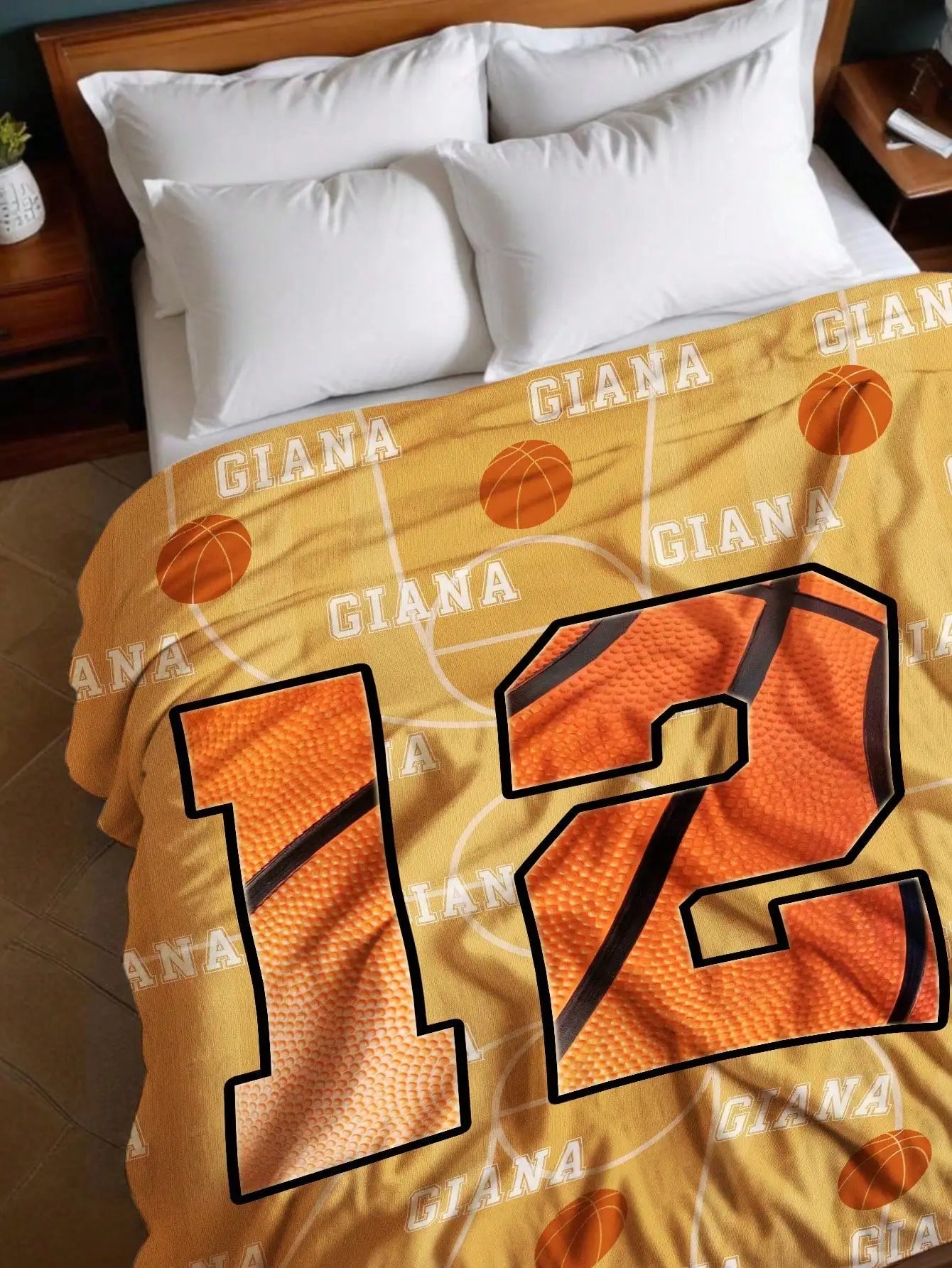 Custom Sports Fleece Blanket | Personalized Name & Number Gift
