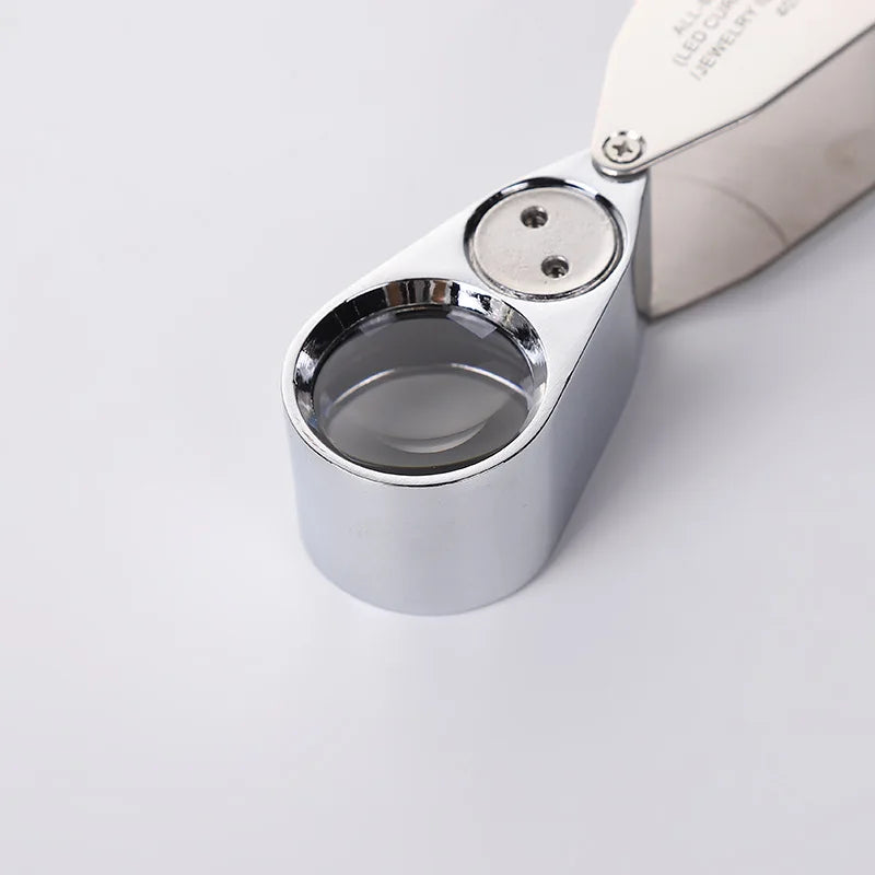 Folding Magnifier 40X25Mm with Led Light for Banknote Verification and Jewelry Identification, High-Power Magnifying Glass Peaceful Pleasures Health and Wellness