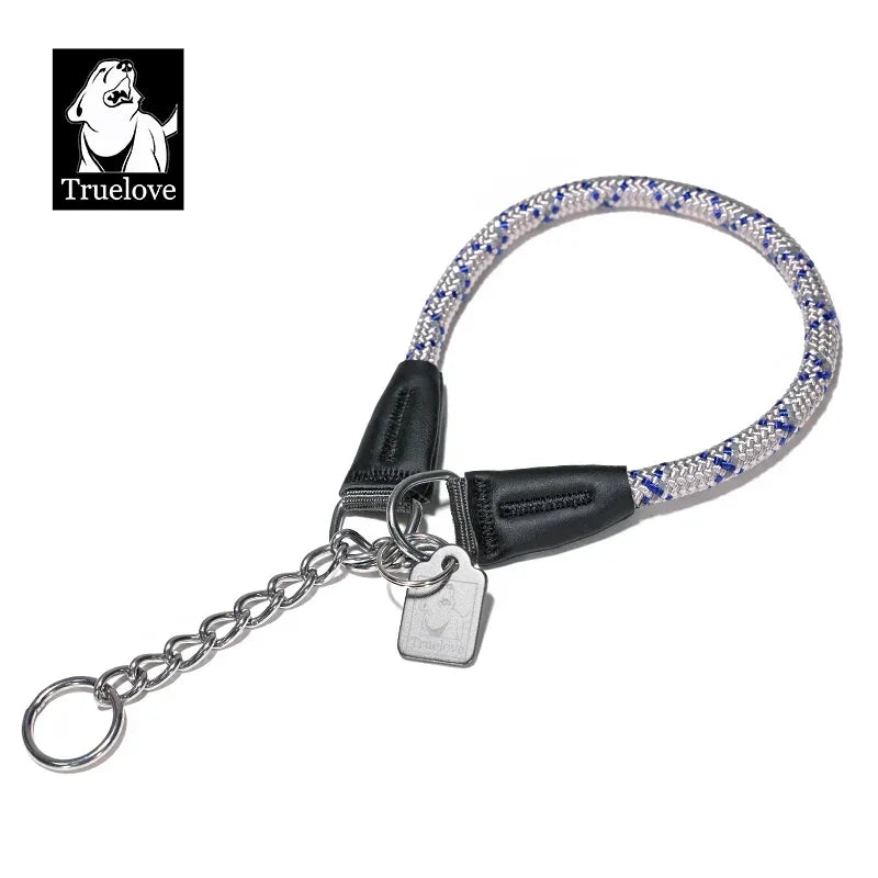 Truelove P-Chain Reflective Nylon Dog Collar TLC5373 Peaceful Pleasures Health and Wellness Gray Royal blue S China Mainland