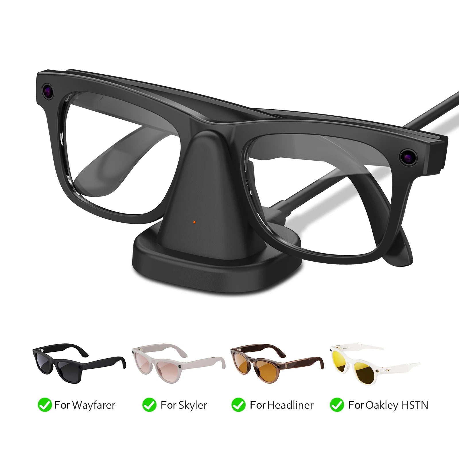 For R Ban Meta Glasses Charging Stand Anti Slip Mini Smart Glasses Charger Dock Safe Charge Chip for Home Office Travel Peaceful Pleasures Health and Wellness