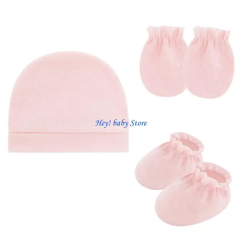Baby Bonnet Hat Mittens & Booties 3-Piece Set | 0–6 Months