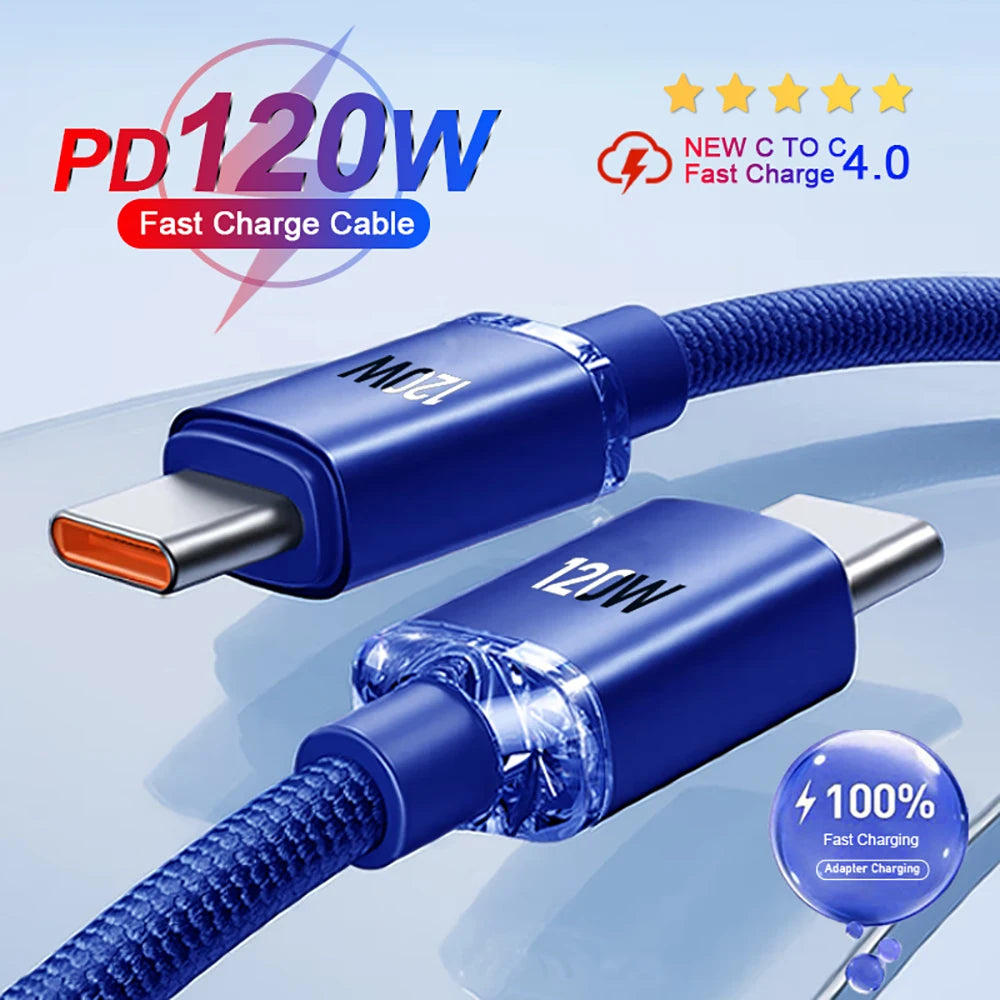 120W USB-C to USB-C Fast Charging Cable 6A – Samsung iPhone