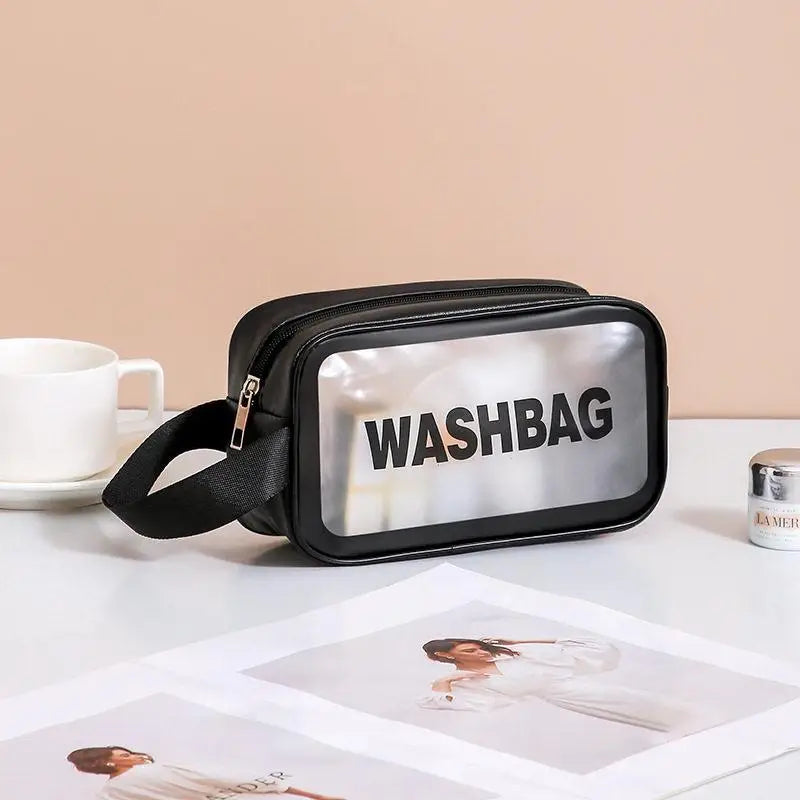 Dry-wet Separation Double Transparent PU Makeup Bag Portable Washing Bag Cosmetic Storage Bag Travel Fitness Swimming Essentials Peaceful Pleasures Health and Wellness one size G