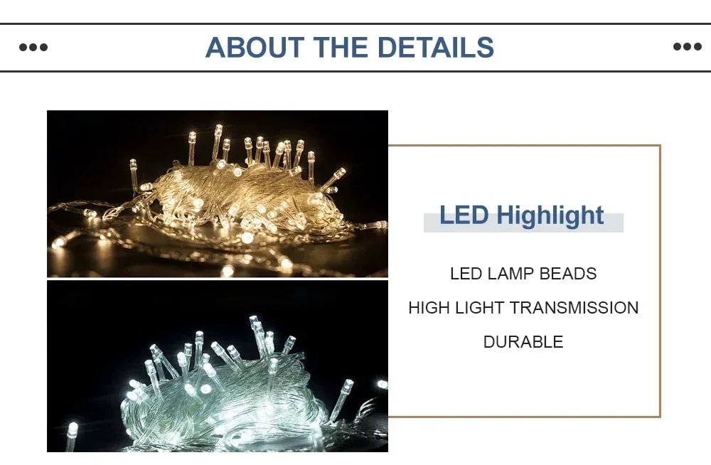10M LED Fairy String Lights | 100 LEDs, 8 Modes, Indoor & Outdoor