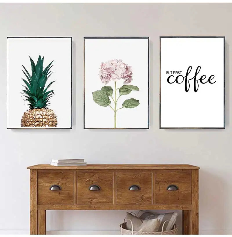 Kitchen Café Herbs & Coffee Quote Canvas Wall Art Print