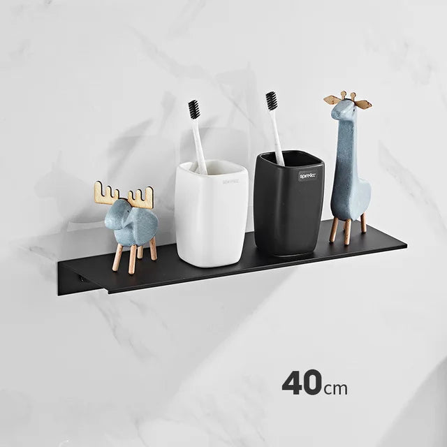 Modern Brushed Metal Dual Tier Bathroom Wall Shelf | Gold Black