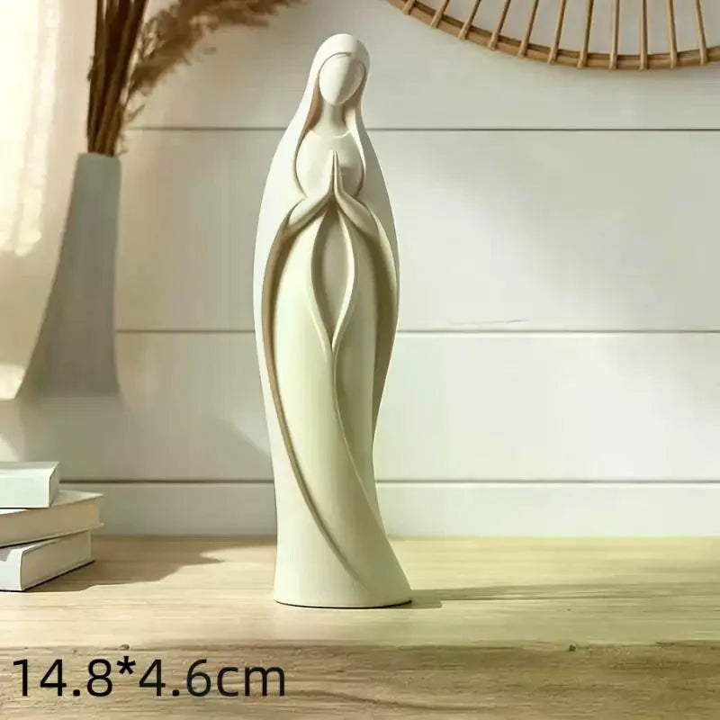 3D Printed Praying Angel Statue | White Gold Guardian Figurine