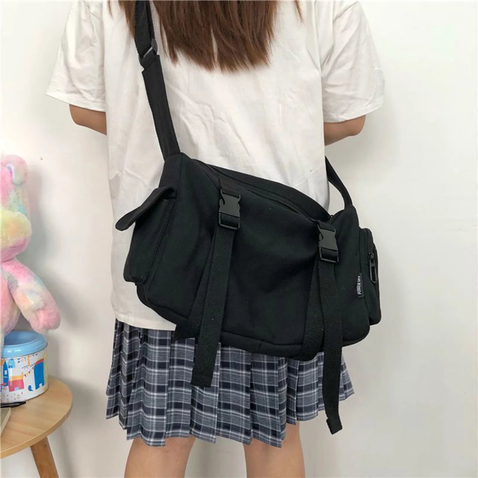 Retro Style Crossbody Bag Large Capacity Durable Canvas Messenger Bag with Adjustable Strap for Women Peaceful Pleasures Health and Wellness